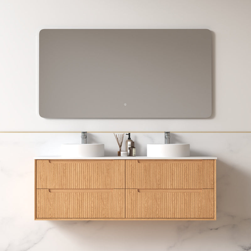 Fiora 1500mm Light Walnut Fluted Wall Hung Vanity