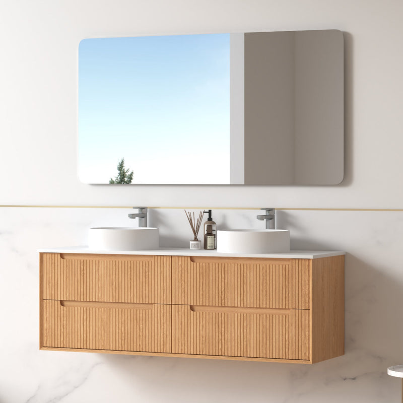 Fiora 1500mm Light Walnut Fluted Wall Hung Vanity
