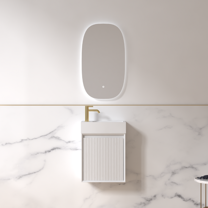Fiora 450mm Matte White Fluted Ensuite Wall Hung Vanity - Acqua Bathrooms