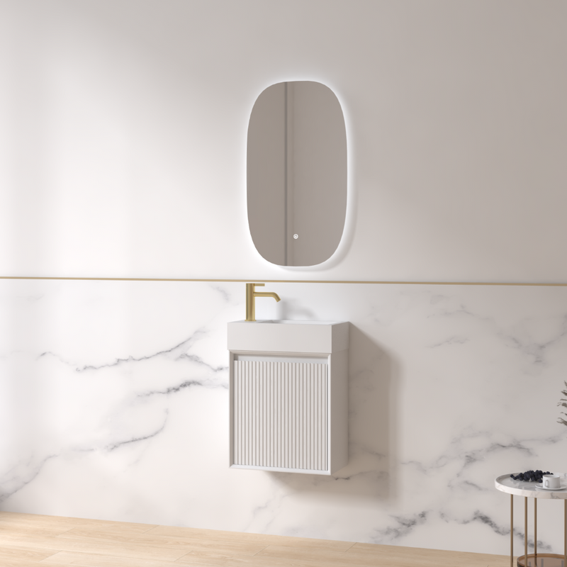 Fiora 450mm Matte White Fluted Ensuite Wall Hung Vanity - Acqua Bathrooms