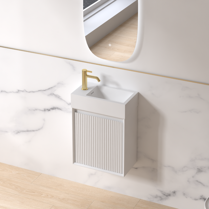 Fiora 450mm Matte White Fluted Ensuite Wall Hung Vanity - Acqua Bathrooms