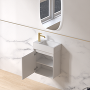Fiora 450mm Matte White Fluted Ensuite Wall Hung Vanity - Acqua Bathrooms
