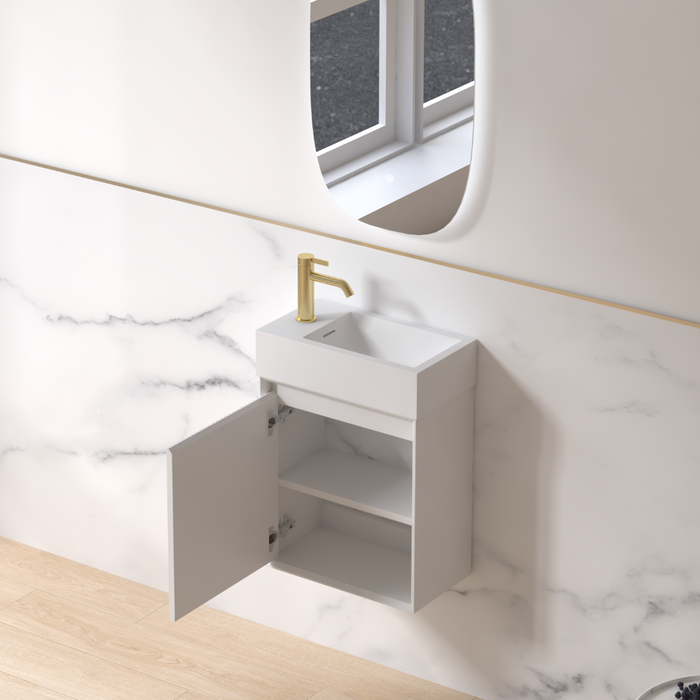 Fiora 450mm Matte White Fluted Ensuite Wall Hung Vanity - Acqua Bathrooms