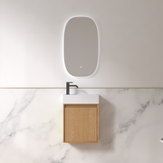 Fiora 450mm Light Walnut Fluted Ensuite Wall Hung Vanity - Acqua Bathrooms