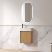 Fiora 450mm Light Walnut Fluted Ensuite Wall Hung Vanity - Acqua Bathrooms