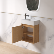 Fiora 450mm Light Walnut Fluted Ensuite Wall Hung Vanity - Acqua Bathrooms