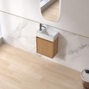 Fiora 450mm Light Walnut Fluted Ensuite Wall Hung Vanity - Acqua Bathrooms