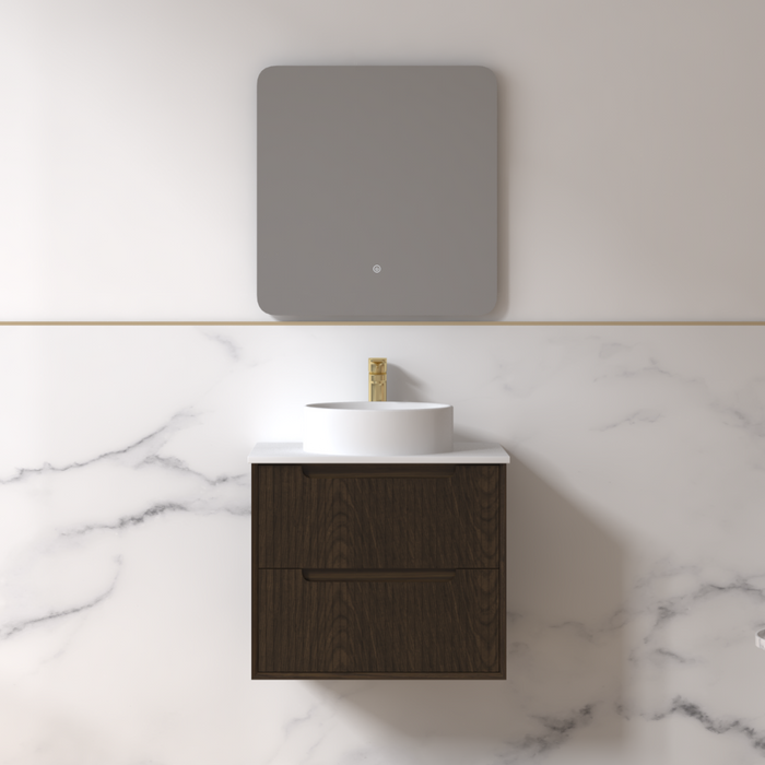 Fiora 600mm Black Walnut Fluted Wall Hung Vanity - Acqua Bathrooms