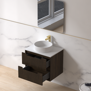 Fiora 600mm Black Walnut Fluted Wall Hung Vanity - Acqua Bathrooms