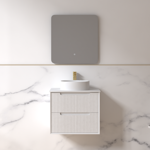 Fiora 600mm Matte White Fluted Wall Hung Vanity - Acqua Bathrooms