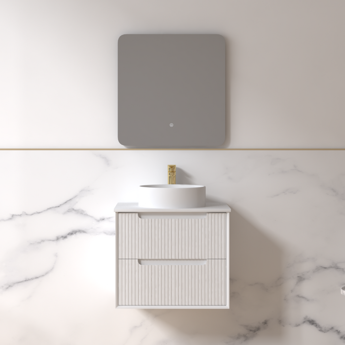 Fiora 600mm Matte White Fluted Wall Hung Vanity - Acqua Bathrooms