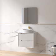 Fiora 600mm Matte White Fluted Wall Hung Vanity - Acqua Bathrooms