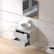 Fiora 600mm Matte White Fluted Wall Hung Vanity - Acqua Bathrooms