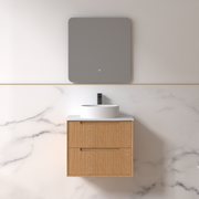 Fiora 600mm Light Walnut Fluted Wall Hung Vanity - Acqua Bathrooms