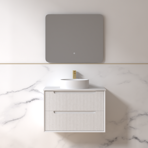 Fiora 750mm Matte White Fluted Wall Hung Vanity - Acqua Bathrooms