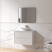 Fiora 750mm Matte White Fluted Wall Hung Vanity - Acqua Bathrooms