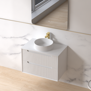 Fiora 750mm Matte White Fluted Wall Hung Vanity - Acqua Bathrooms