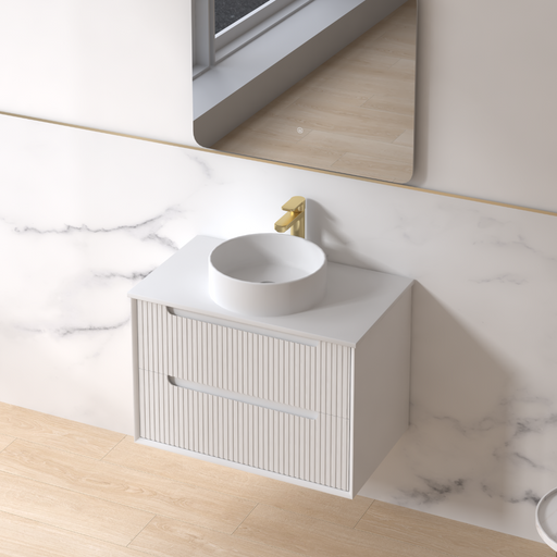 Fiora 750mm Matte White Fluted Wall Hung Vanity - Acqua Bathrooms
