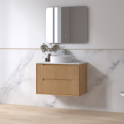 Fiora 750mm Light Walnut Fluted Wall Hung Vanity - Acqua Bathrooms