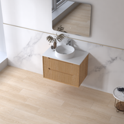 Fiora 750mm Light Walnut Fluted Wall Hung Vanity - Acqua Bathrooms