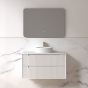 Fiora 900mm Matte White Fluted Wall Hung Vanity - Acqua Bathrooms