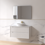 Fiora 900mm Matte White Fluted Wall Hung Vanity - Acqua Bathrooms