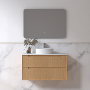 Fiora 900mm Light Walnut Fluted Wall Hung Vanity - Acqua Bathrooms
