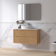 Fiora 900mm Light Walnut Fluted Wall Hung Vanity - Acqua Bathrooms