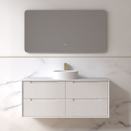 Fiora 1200mm Matte White Fluted Wall Hung Vanity - Acqua Bathrooms
