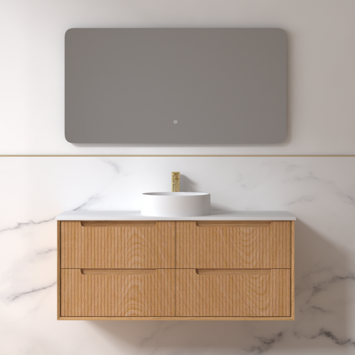 Fiora 1200mm Light Walnut Fluted Wall Hung Vanity - Acqua Bathrooms