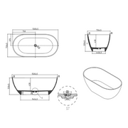Fiora 1500mm Stone Matte White Freestanding Bath Tub - Acqua Bathrooms