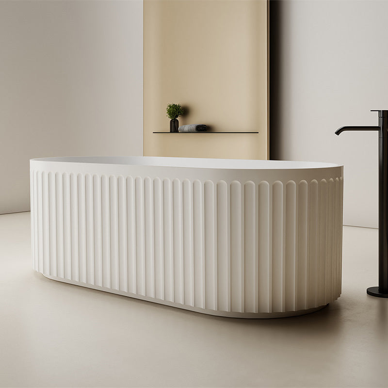 Kelsa Fluted 1700mm Matte White Designer Round Freestanding Bath - Acqua Bathrooms
