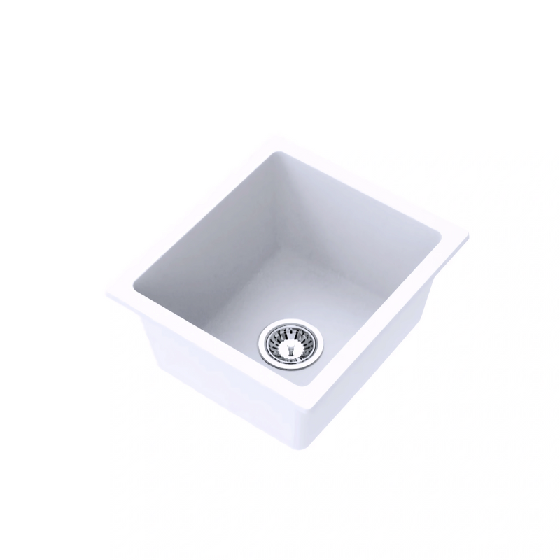 Avella 410mm Matte White Granite Kitchen & Laundry Sink