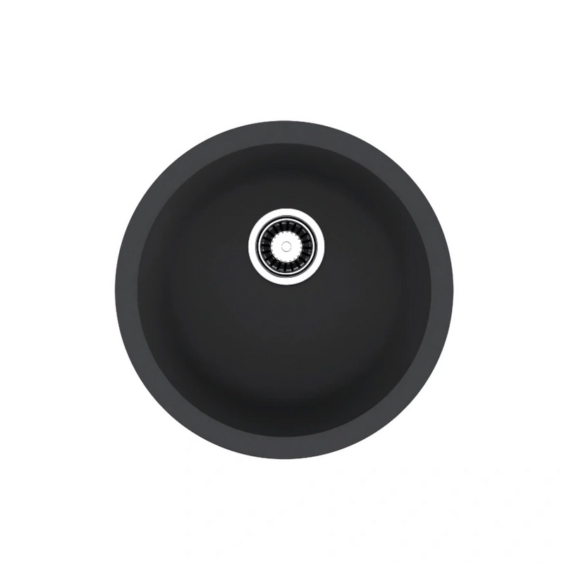 Avella 440mm Round Matte Black Granite Kitchen & Laundry Sink