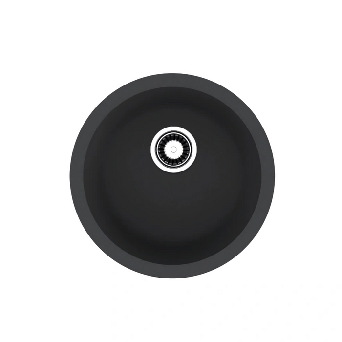 Avella 440mm Round Matte Black Granite Kitchen & Laundry Sink