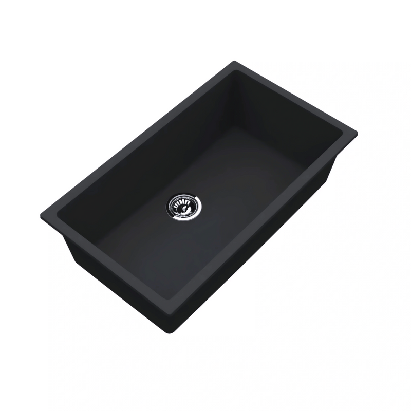 Avella 830mm Matte Black Granite Kitchen & Laundry Sink