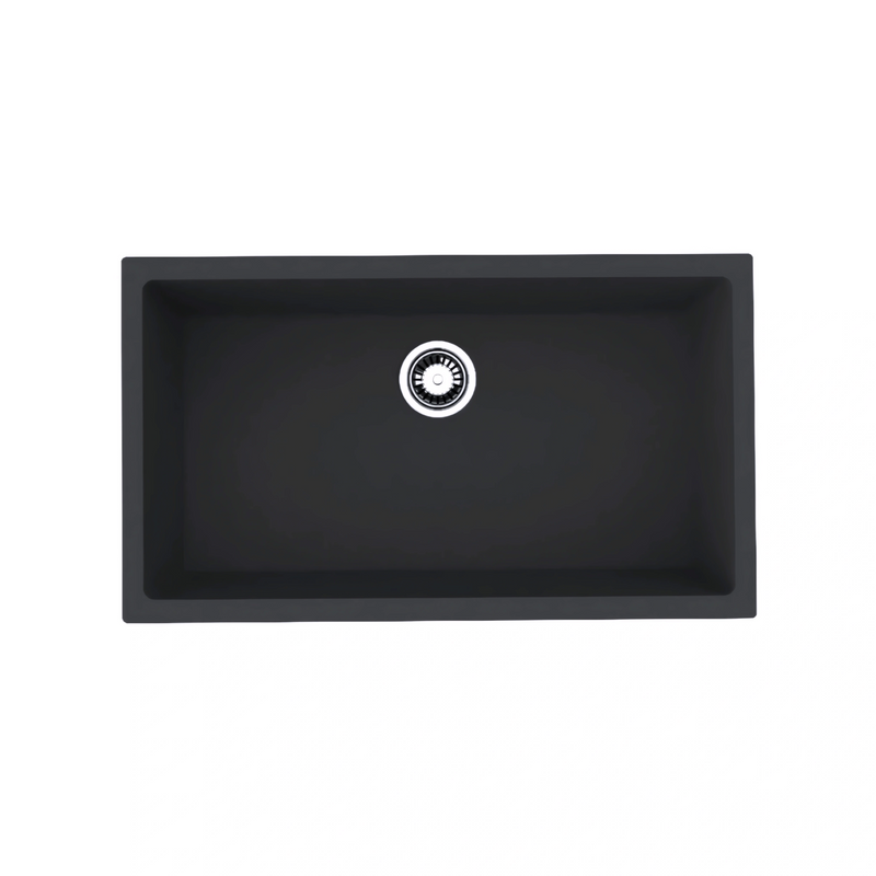 Avella 830mm Matte Black Granite Kitchen & Laundry Sink