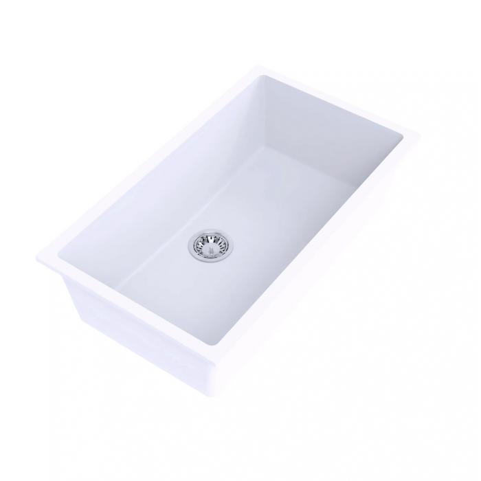Avella 830mm Matte White Granite Kitchen & Laundry Sink