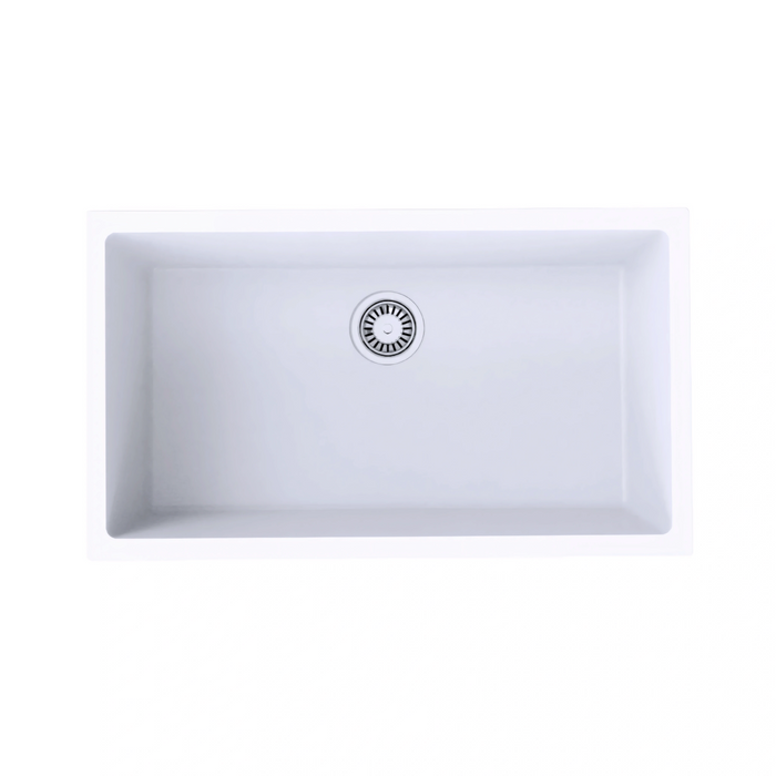 Avella 830mm Matte White Granite Kitchen & Laundry Sink