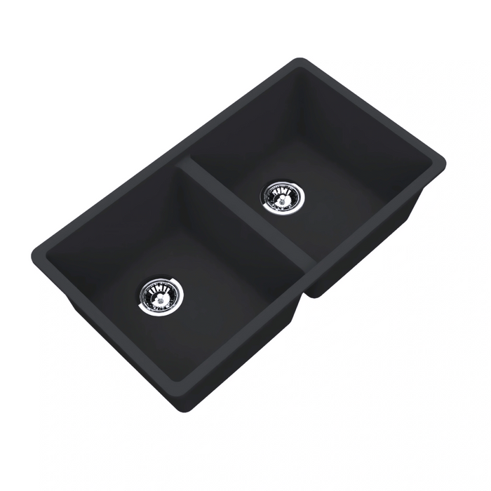 Avella 830mm Matte Black Double Bowl Granite Kitchen Sink