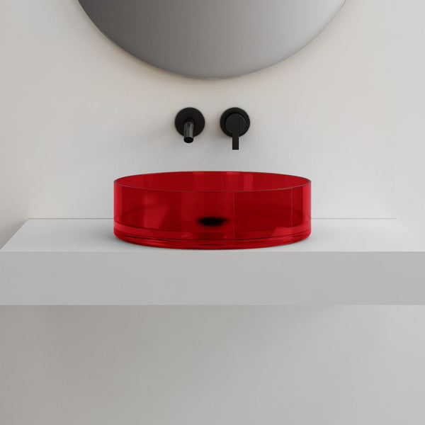 Vetra 360mm Garnet Translucent Resin Stone Round Above Counter Basin