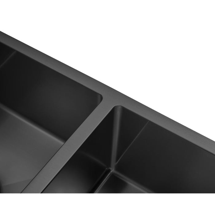 Brushed Gun Metal 760 x 450 x 220mm Nano Glazed Double Bowl Sink