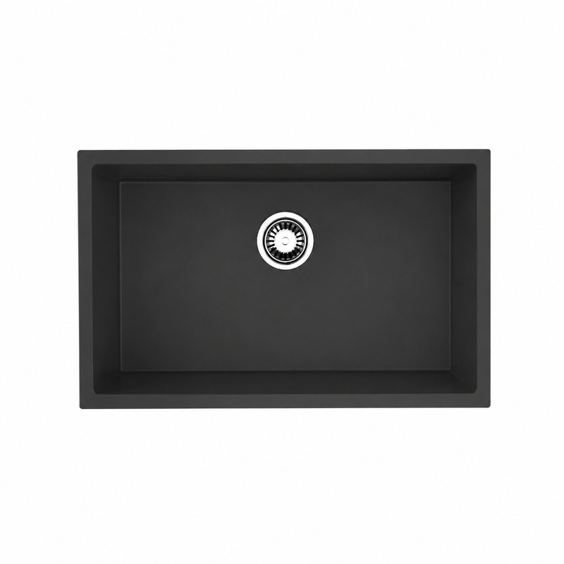 Avella 750mm Matte Black Granite Kitchen & Laundry Sink