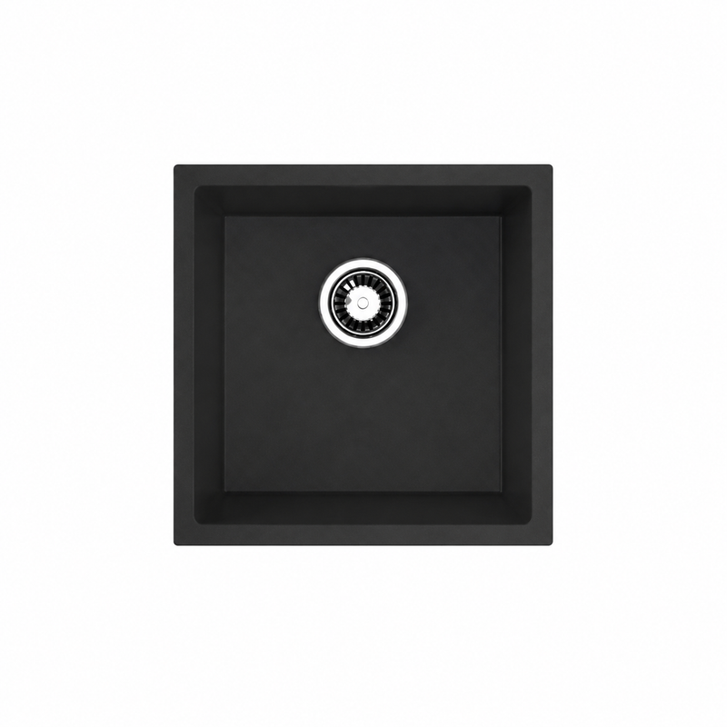 Avella 450mm Matte Black Granite Kitchen & Laundry Sink