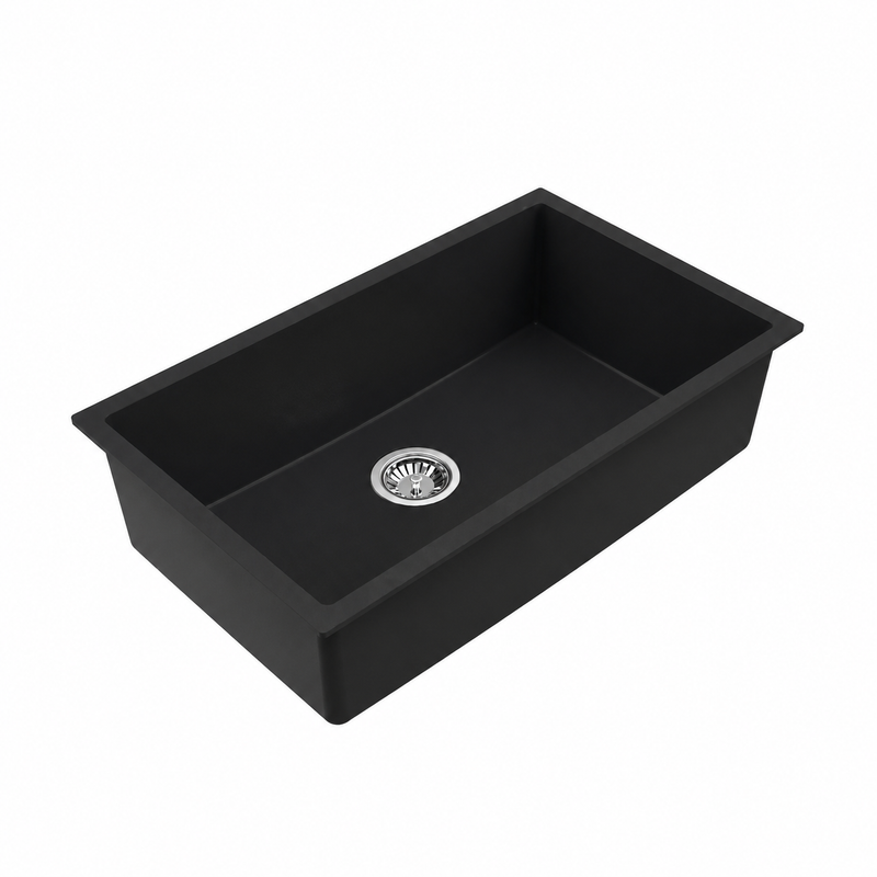 Avella 750mm Matte Black Granite Kitchen & Laundry Sink