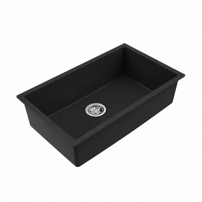 Avella 750mm Matte Black Granite Kitchen & Laundry Sink