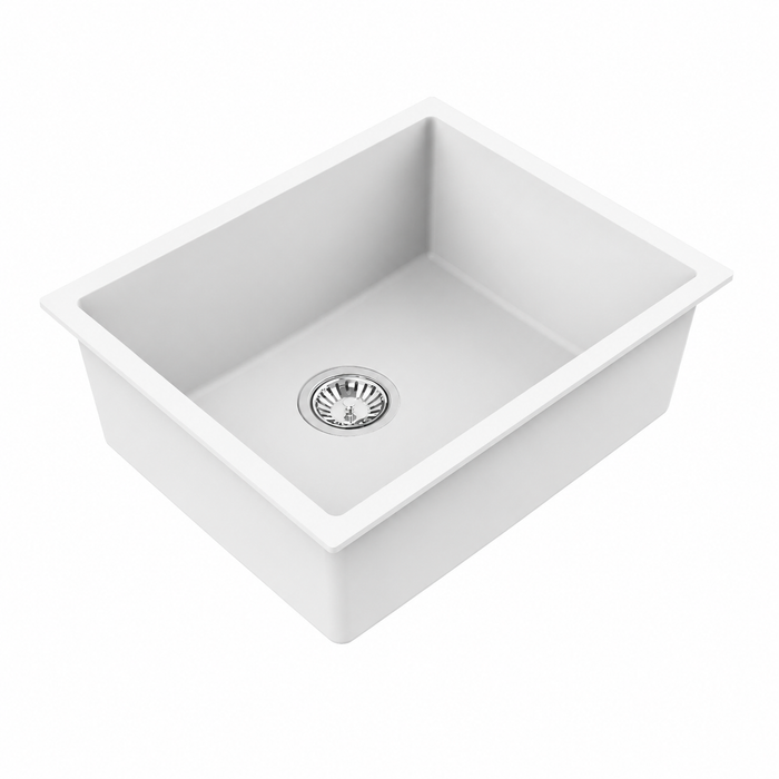 Avella 550mm Matte White Granite Kitchen & Laundry Sink