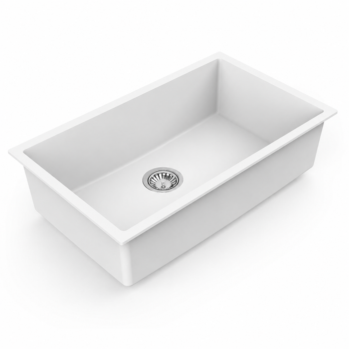 Avella 750mm Matte White Granite Kitchen & Laundry Sink