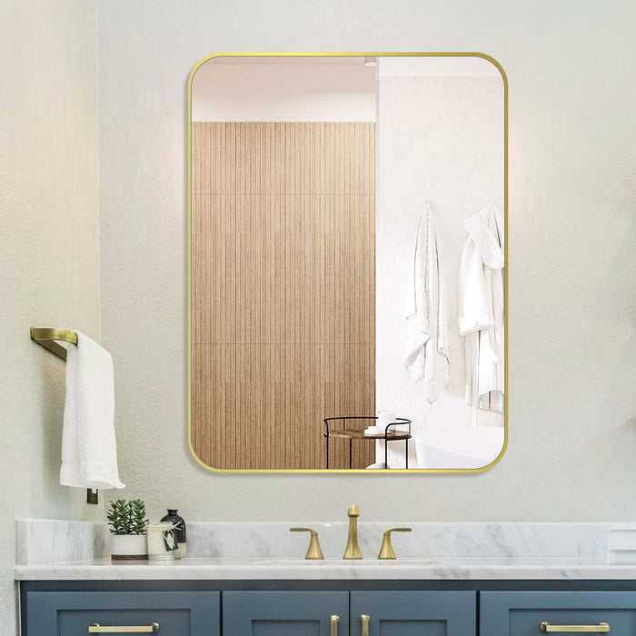 Indulge | Curva Square 600 x 800 Brushed Gold Framed Mirror - Acqua Bathrooms