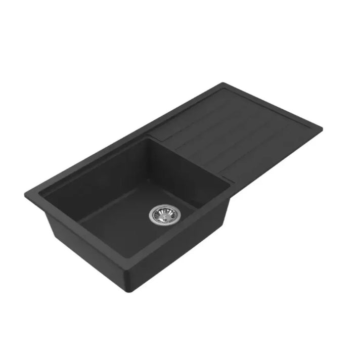 Avella 1000mm Matte Black Single Bowl Granite Kitchen Sink With Drainer